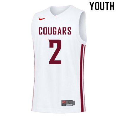 Youth #2 Myles Fitzgerald-Warren Washington State Cougars College Basketball Jerseys Sale-White - Click Image to Close